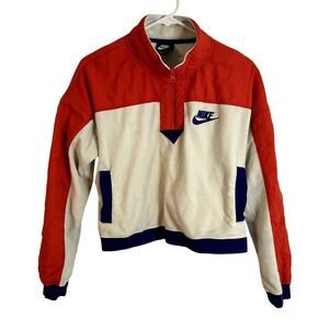 Nike Red White and Navy Pullover Half-Zip Hoodie